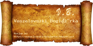 Veszelovszki Boglárka névjegykártya